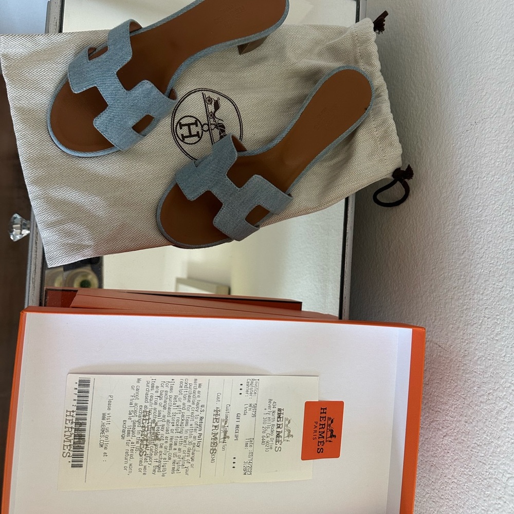Hermès Blue Denim Sandals